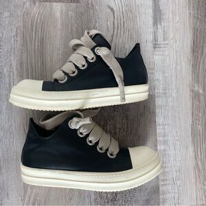 Rick Owen low Black and Cream Sneakers